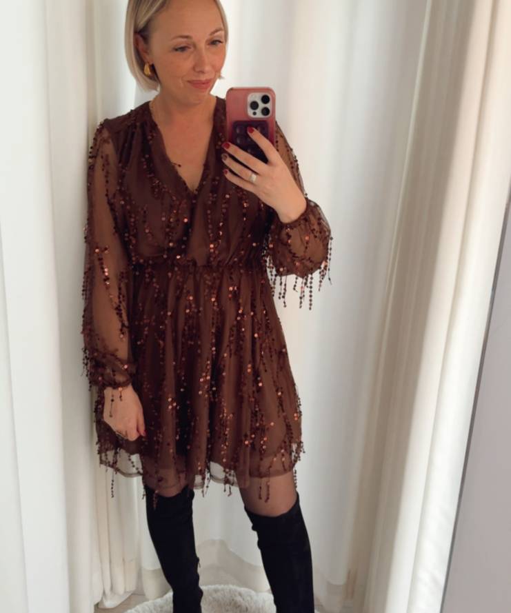 Jurk Celeste Pailletten Choco