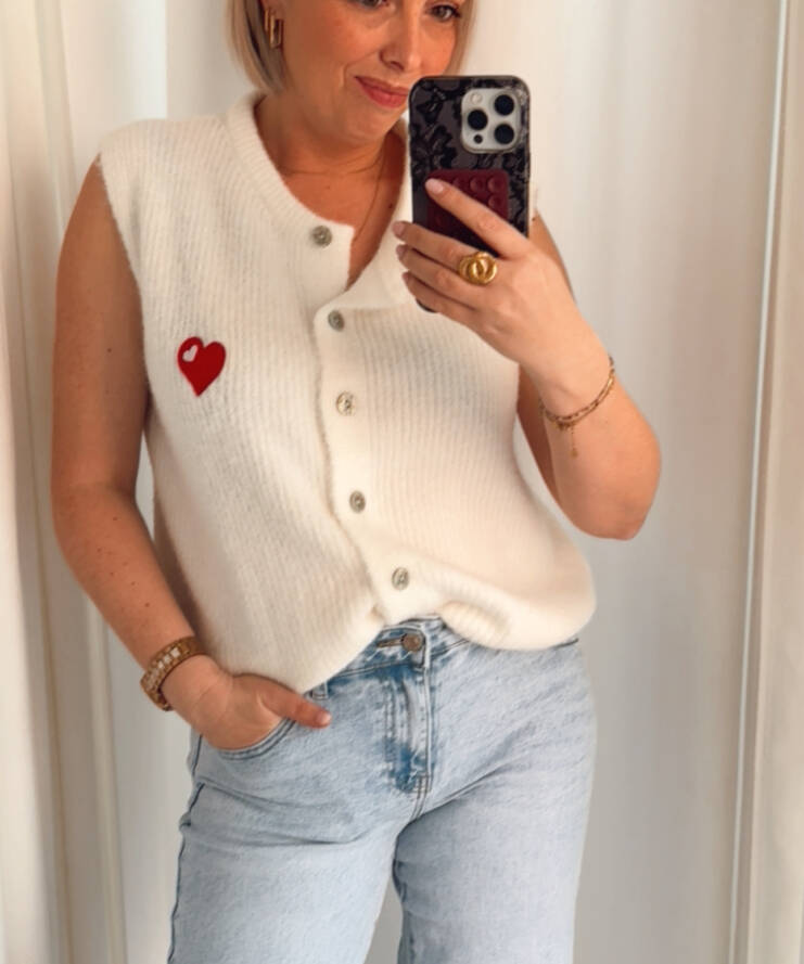 Debardeur Vilten Hart Wit