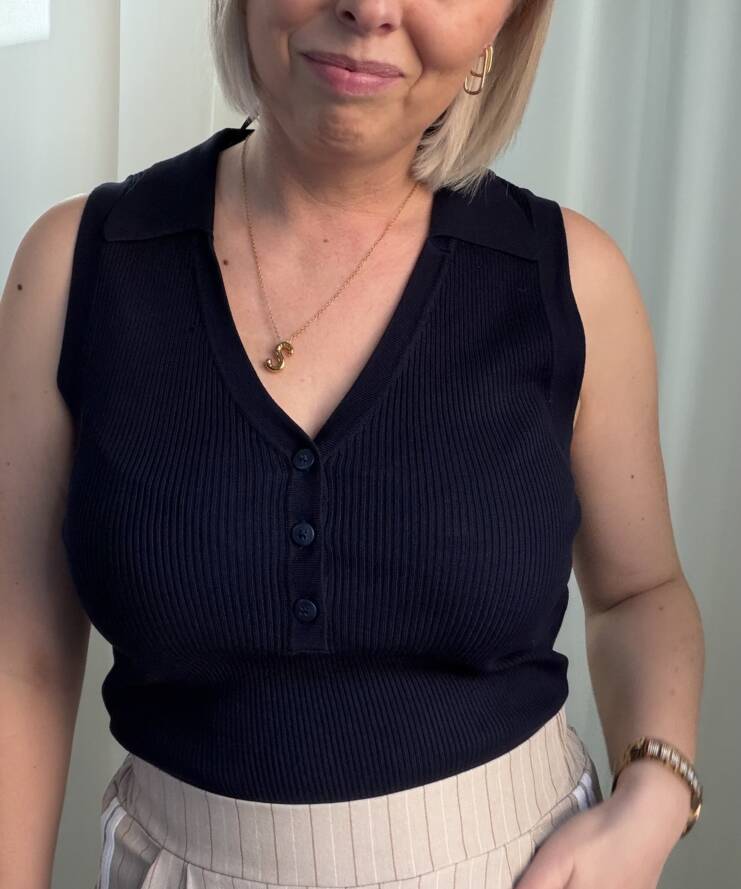 Top Nanna Kraag Navy