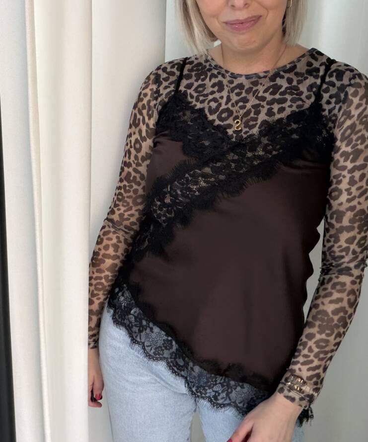 Top Luna Lace Satin – Brown