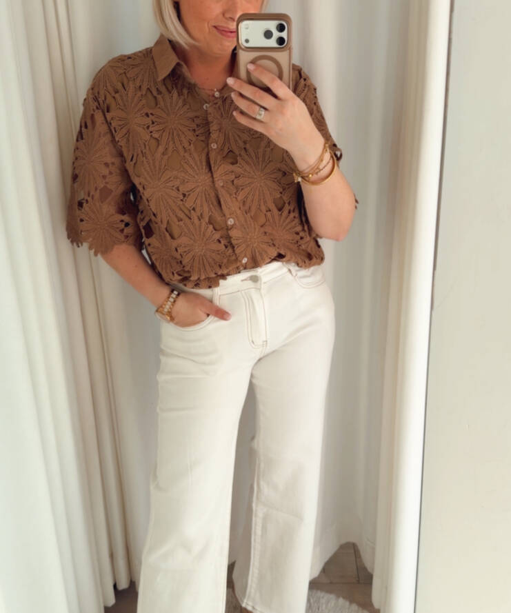 Ivory Stitch Straight Jeans