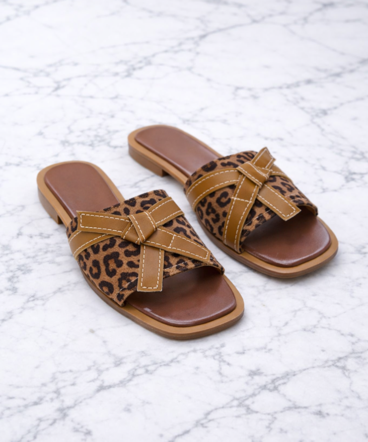 Slippers Leopard Bow
