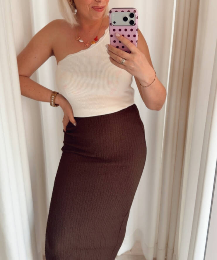 Top Scallop Oneshoulder Wit