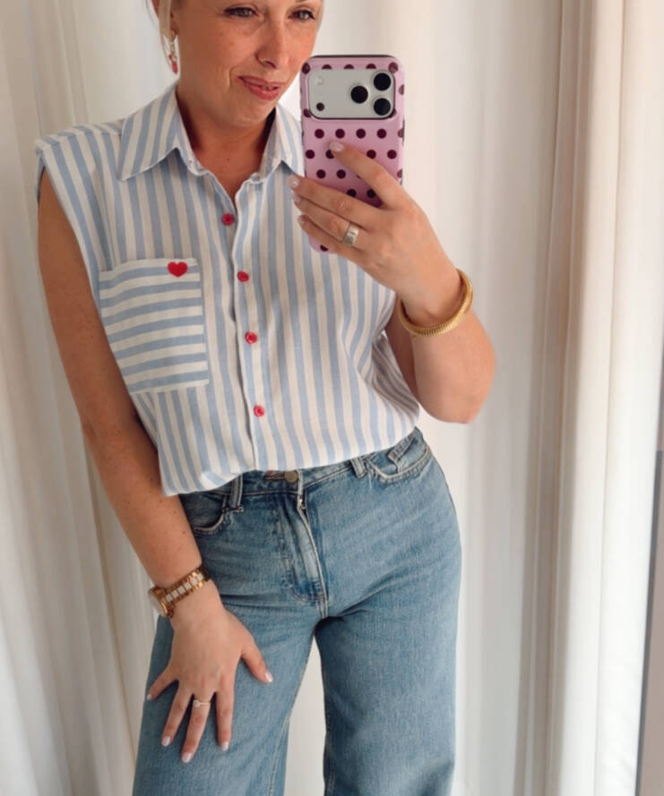 Blouse Heart Stripes Blauw