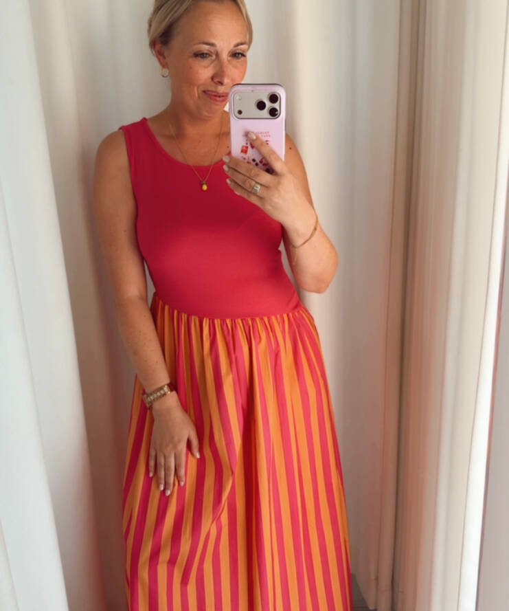 Jurk Half Strepen Pink