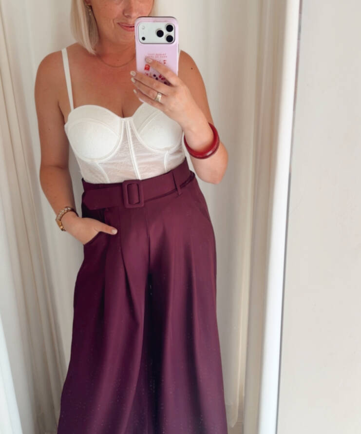 Broek Wide Leg Élégance - Prun