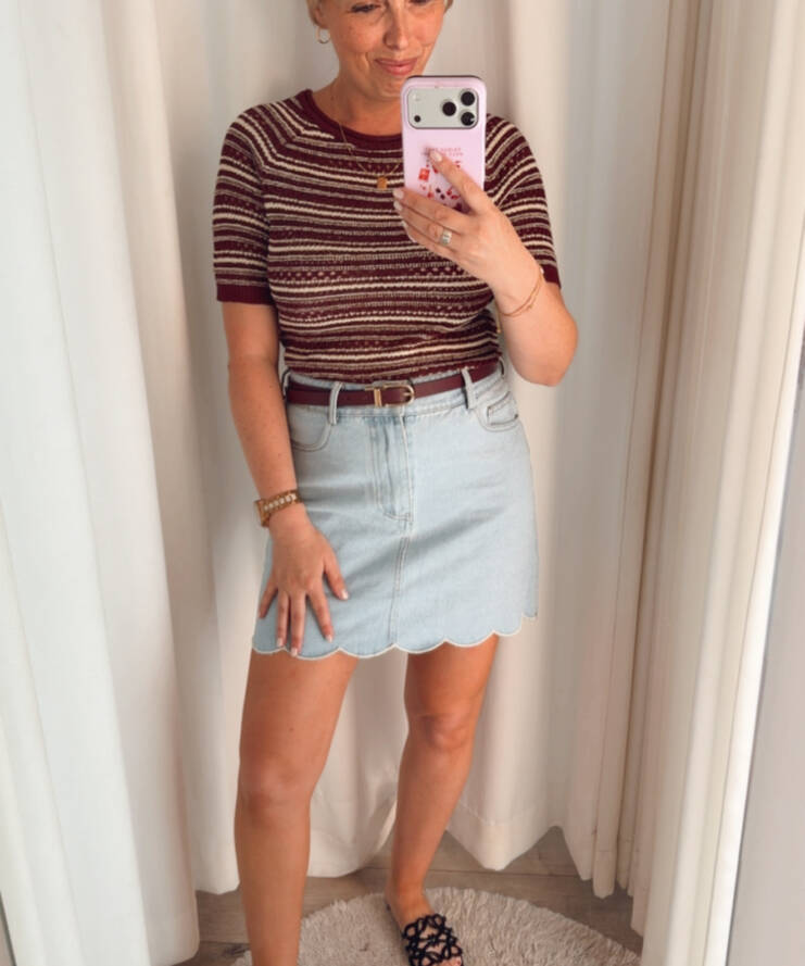 Denim Skirt Cloud Scallop