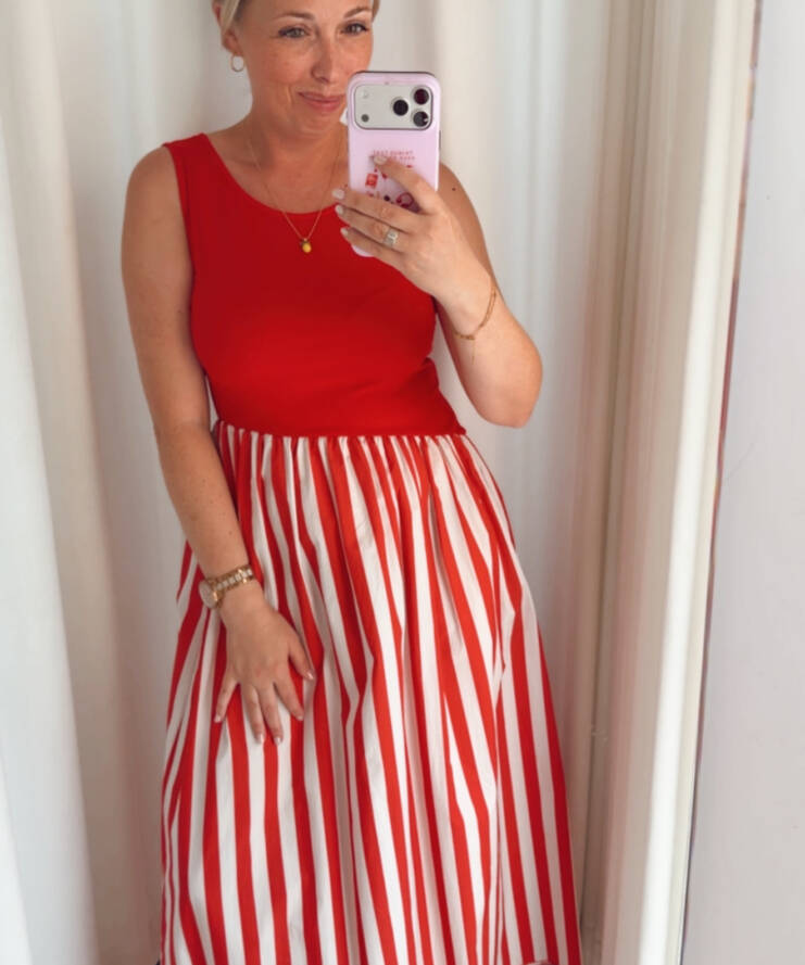 Jurk Half Strepen Rood