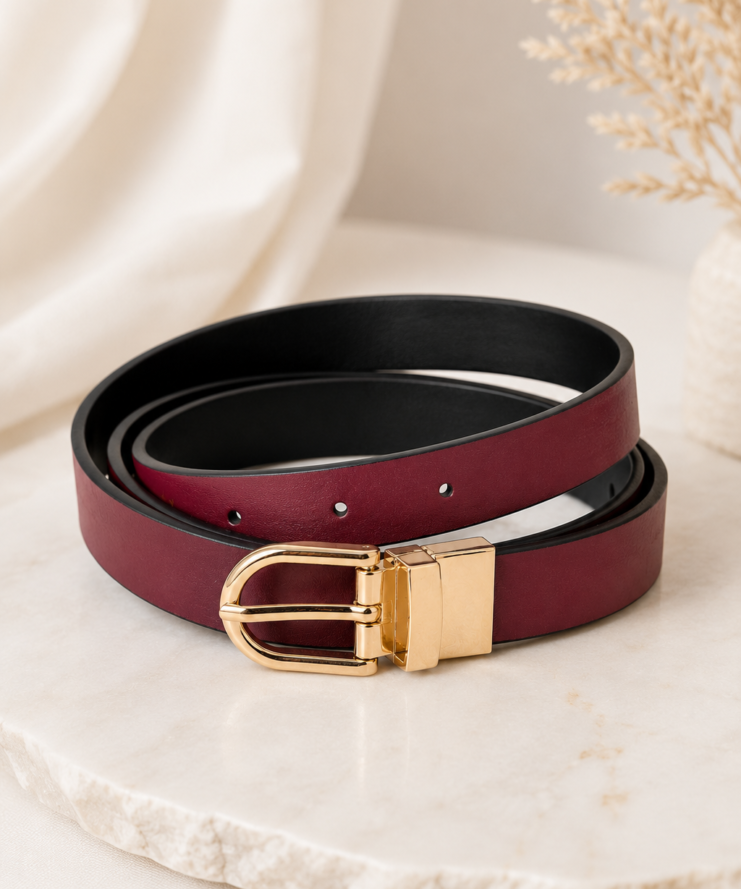 B.young Reversible Belt – Bordeaux/Black maat 80