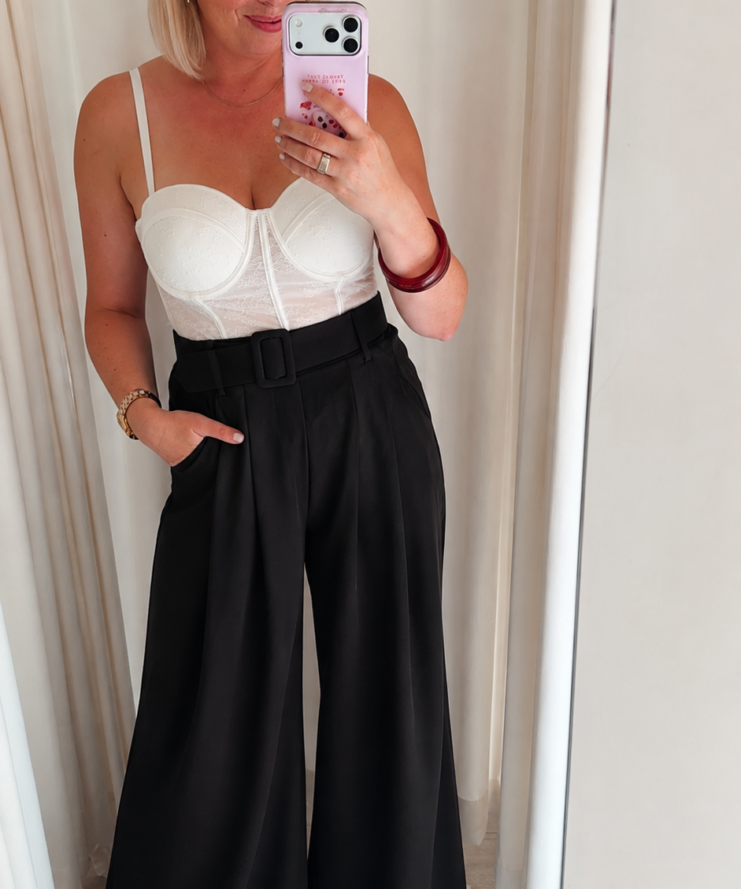 Broek Wide Leg Élégance - Black