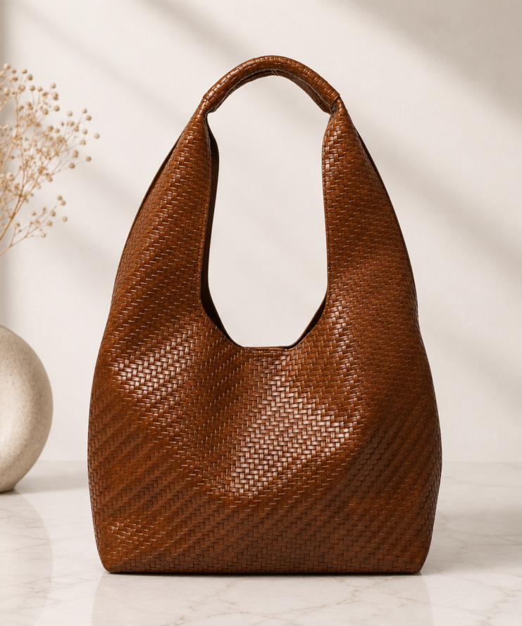 Cognac Woven Shopper