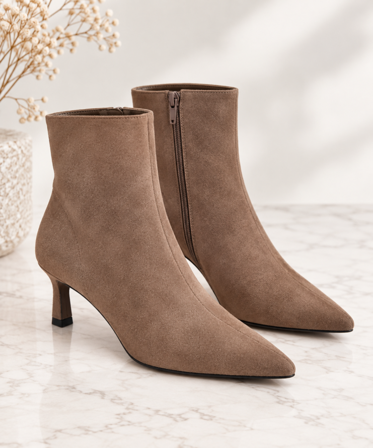 Amélie Suede Boots – Taupe