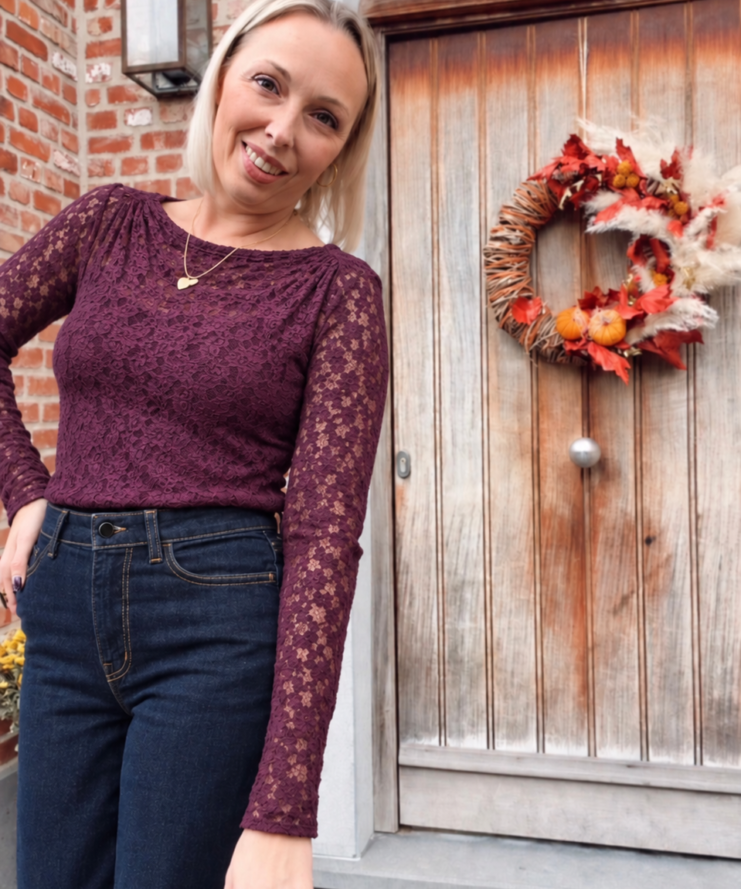 Chérie Lace Top – Bordeaux
